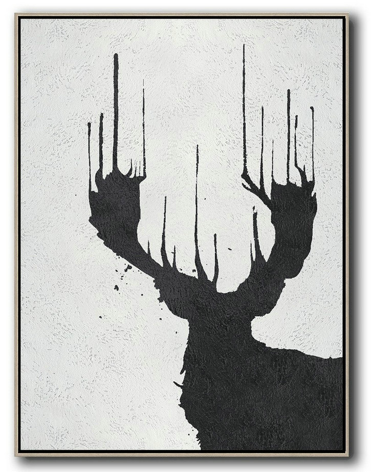 Original Art Acrylic Painting,Black And White Minimal Painting On Canvas - Abstract Painting Modern Art